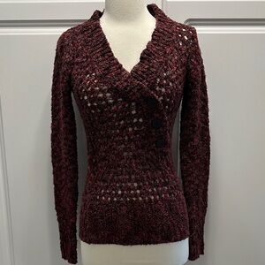 BKE Deep Burgundy V-Neck Sweater